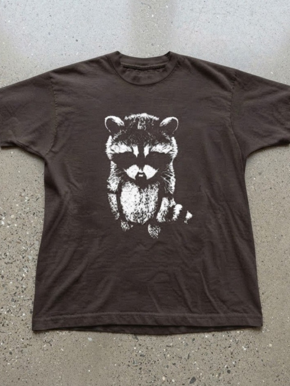 Cute Raccoon Graphic Cotton Gildan T-Shirt Brown Tee